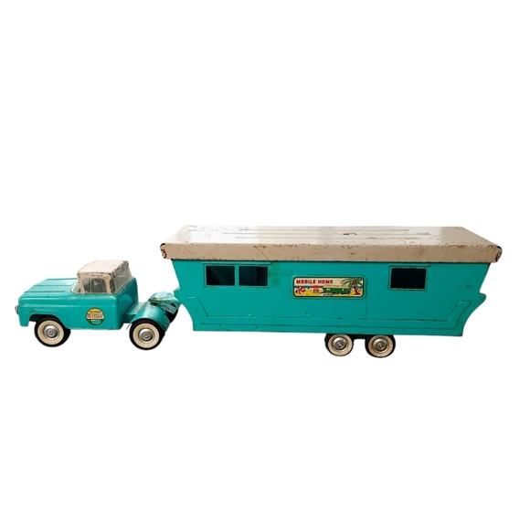 Nylint Ford Vintage Pressed Steel 1960 Truck With Mobile Home Trailer - Picture 1 of 10